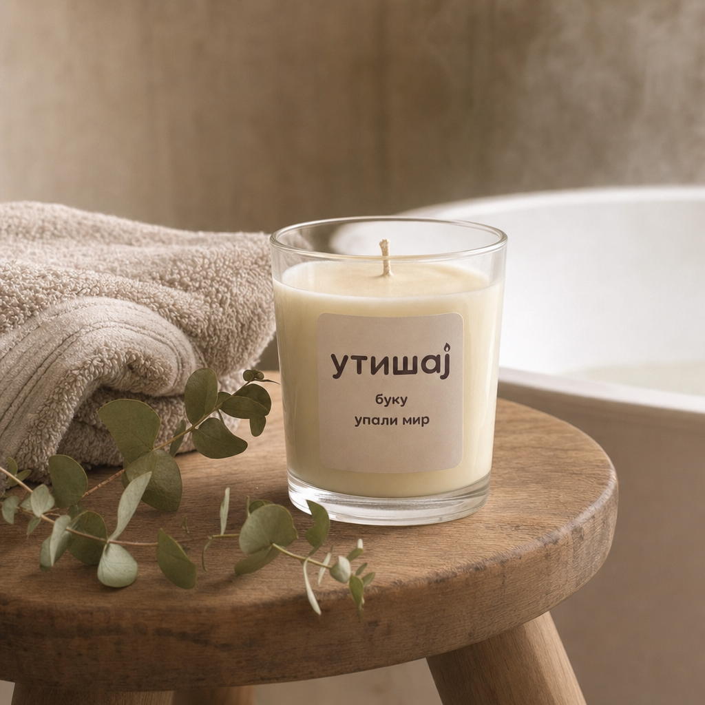 утишај буку — свећа у купатилу